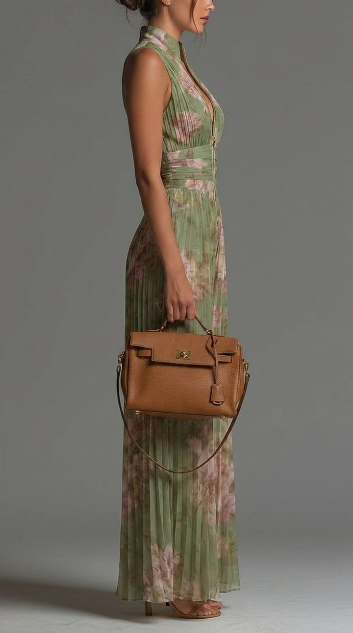 Inés | Floral Chiffon Pleated Jumpsuit